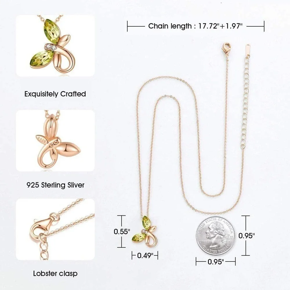 Butterfly Necklaces November Birthstone for Women 925 Sterling Silver Gold Tone‎